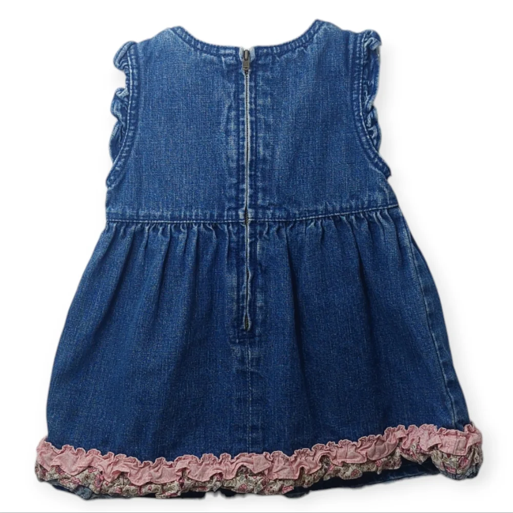 Gymboree Denim Dress Baby Size 12 - 18 months Blue Ruffles Vintage Sleeveless